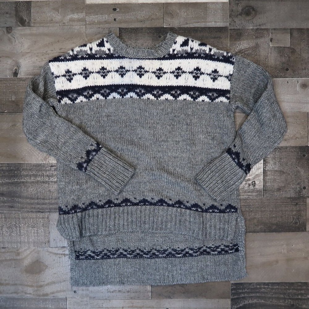 Gray Fair Isle Knit Sweater - Women's